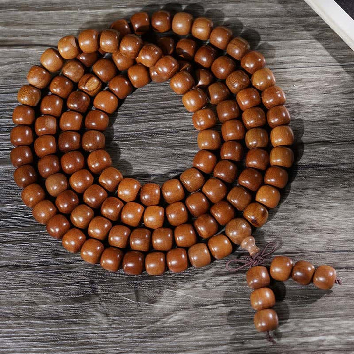 Buddha Stones 天然棗木 108 珠マーラー数珠 - ナツメの木（勇気♥強さ） - image 0