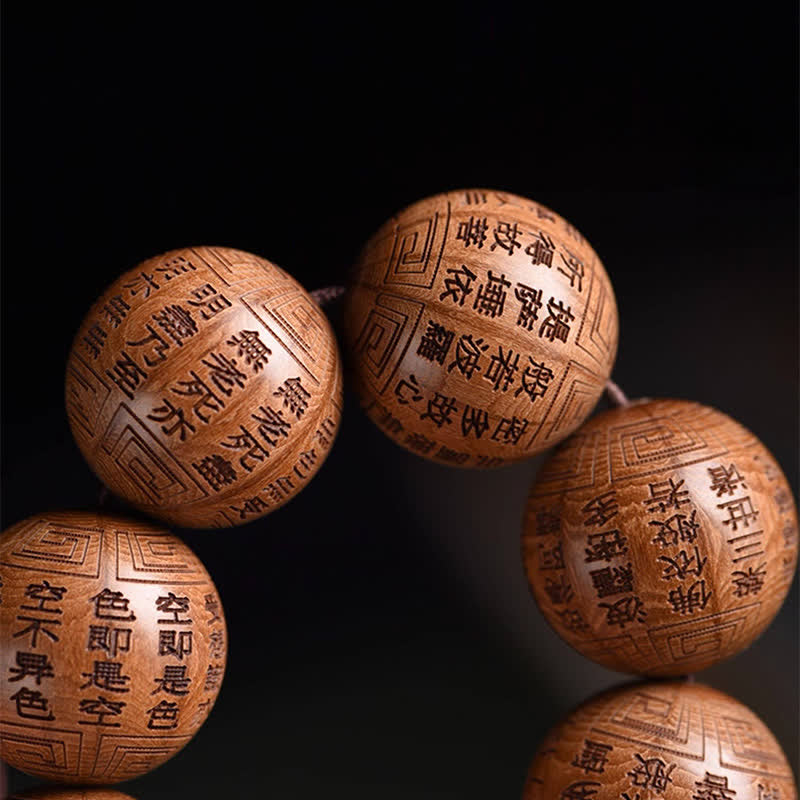 Buddha Stones 天然アベリア・ビフローラ材のハート・スートラ オム・オーム・マニ・パドメ・フムブレスレット - image 16