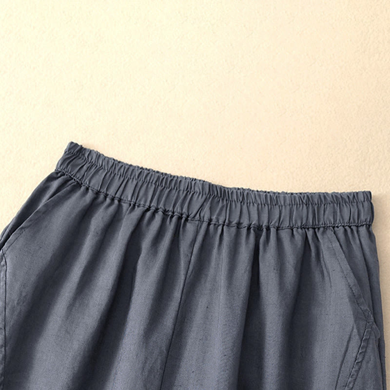 Buddha Stones 春夏カジュアルミニマリスト無地クロップド丈レディースハーレムパンツ（ポケット付き） - image 19