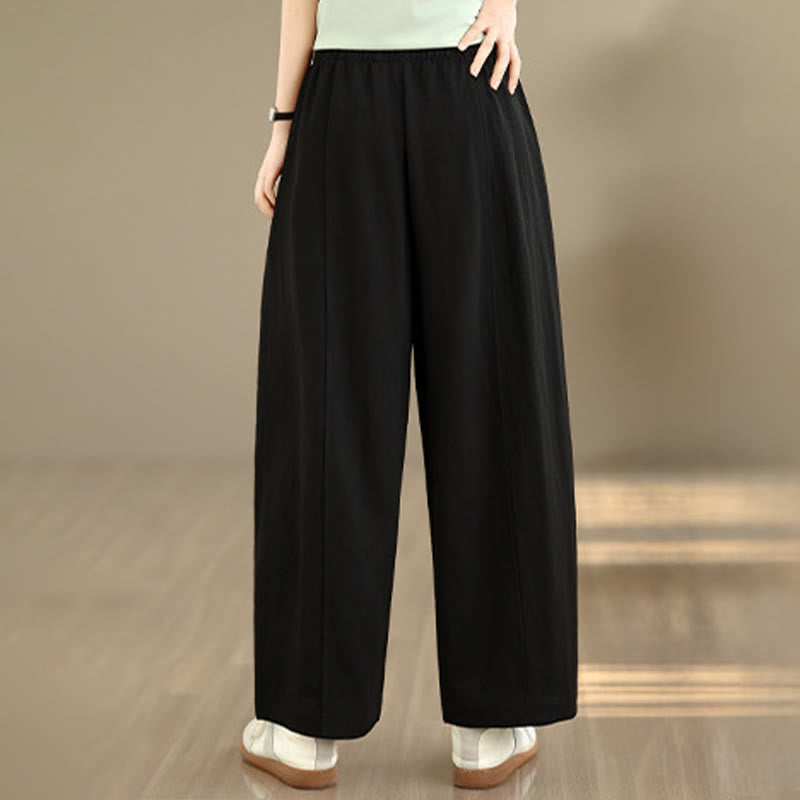 Buddha Stones 夏物カジュアルドローストリング無地クロップドパンツレディースワイドレッグパンツポケット付き - image 10