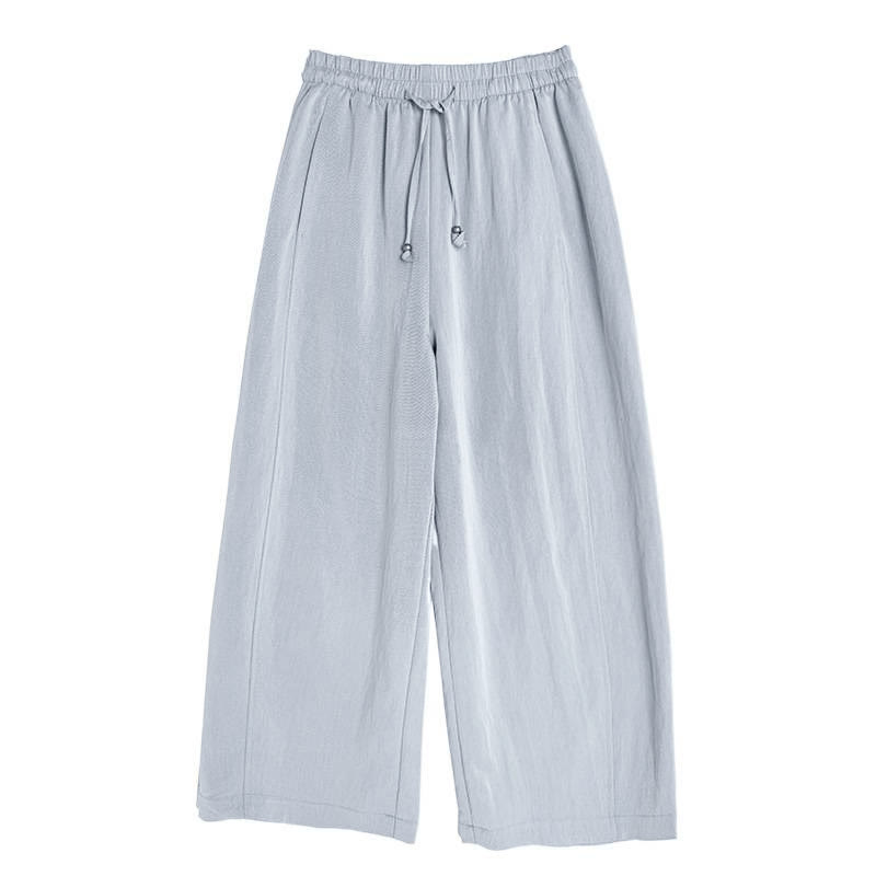 Buddha Stones 夏物カジュアルドローストリング無地クロップドパンツレディースワイドレッグパンツポケット付き - image 21