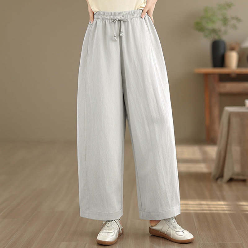 Buddha Stones 夏物カジュアルドローストリング無地クロップドパンツレディースワイドレッグパンツポケット付き - image 26