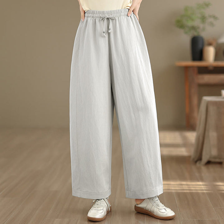 Buddha Stones 夏物カジュアルドローストリング無地クロップドパンツレディースワイドレッグパンツポケット付き - image 26