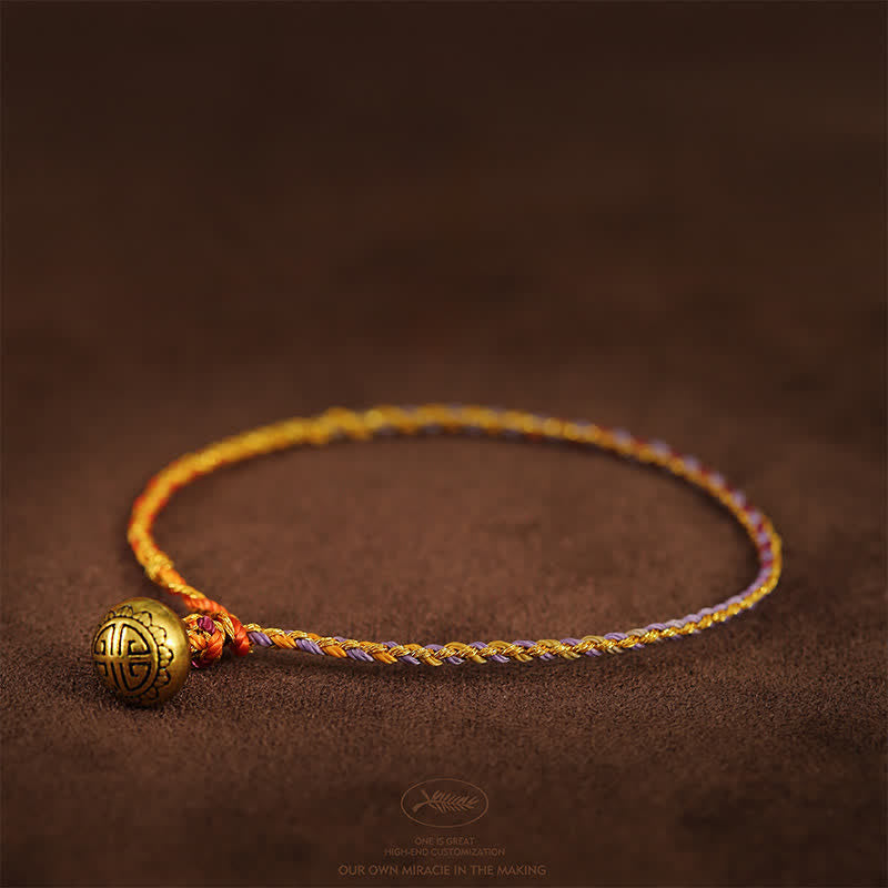 Buddha Stones 手織りのカラフルな紐とベルのバランスが取れた編み込みブレスレット - image 2