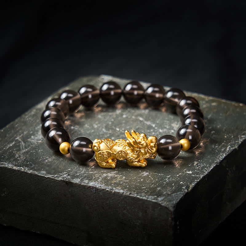 Buddha Stones 貔貅（ひきゅう）氷黒曜石縁起ブレスレット - アイスオブシディアン（浄化♥ポジティブ） - image 0