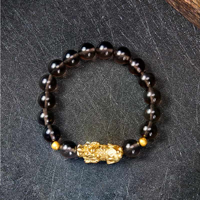 Buddha Stones 貔貅（ひきゅう）氷黒曜石縁起ブレスレット - image 1