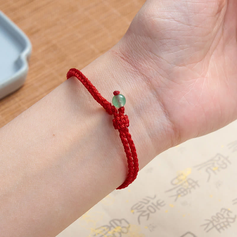 Buddha Stones グリーンアベンチュリンと赤紐のバランスブレスレット - image 3
