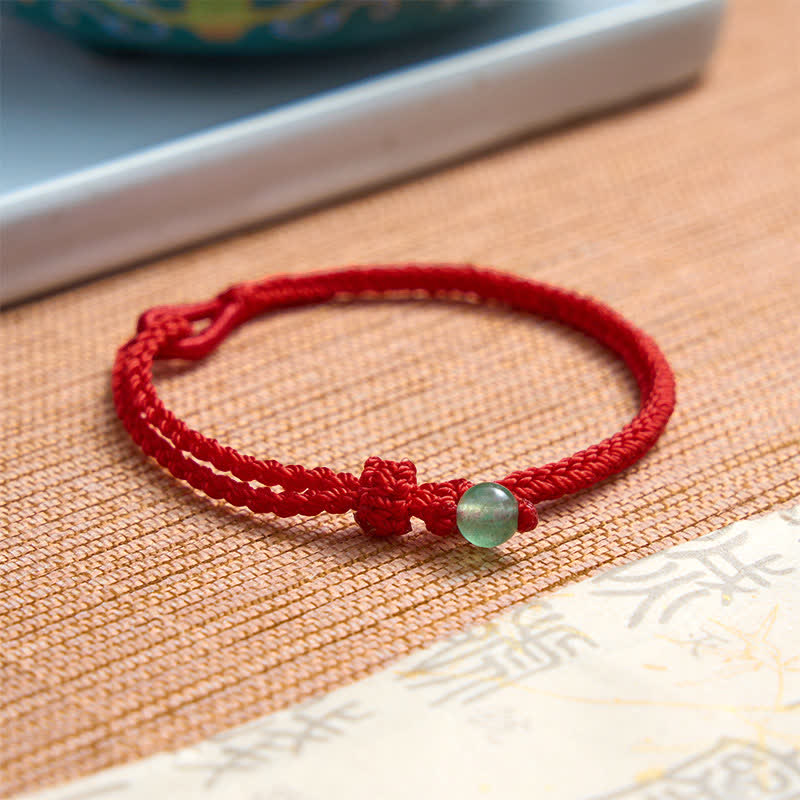 Buddha Stones グリーンアベンチュリンと赤紐のバランスブレスレット - image 2