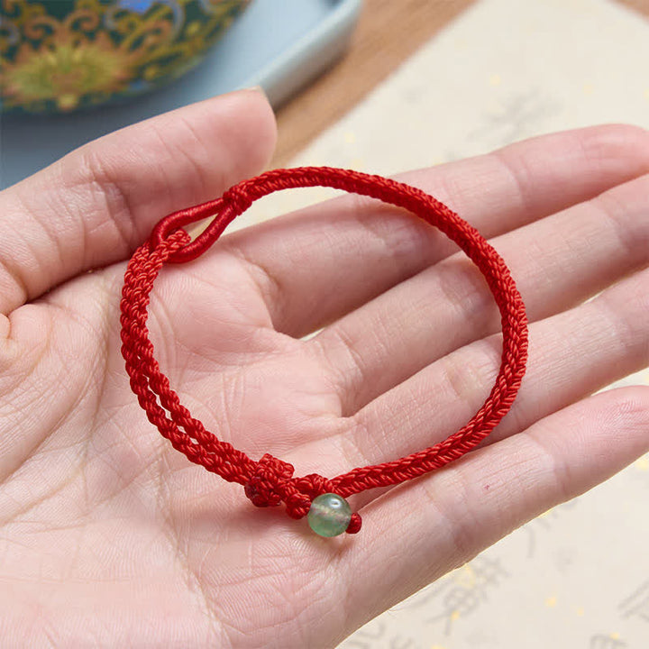 Buddha Stones グリーンアベンチュリンと赤紐のバランスブレスレット - image 4