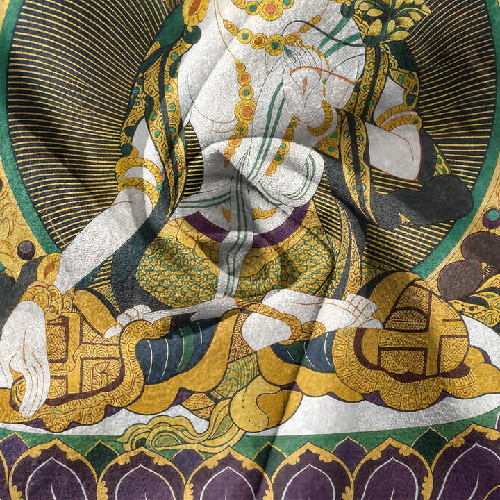 Buddha Stones コットン製、ラディアントブッダ柄、花柄、メンズ半袖ハーフボタンシャツ - image 4