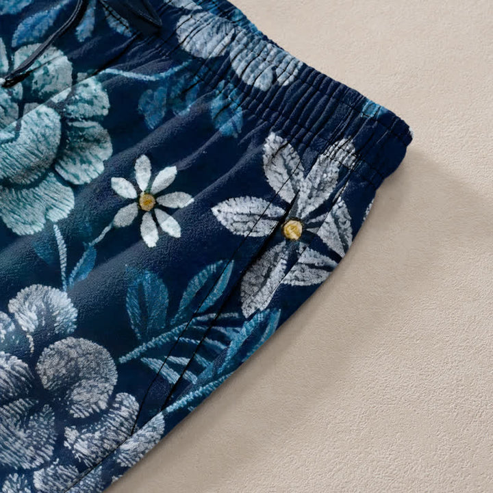 Buddha Stones コットン素材のボヘミアン風花柄パッチワーク柄メンズテーパードパンツ（ポケット付き） - image 2