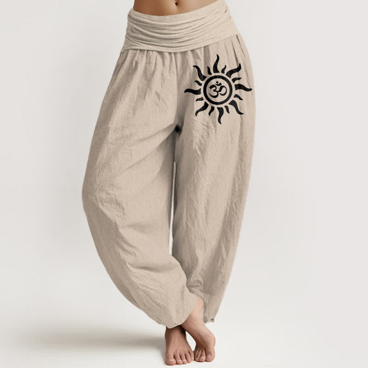 Buddha Stones ピュアコットン サンオム柄 レディース ゴムウエスト ハーレムパンツ - タン - US16、 UK/AU20、 EU48 (3XL) - image 11