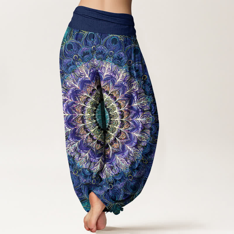Buddha Stones 純綿マンダラフェザー柄レディースゴムウエストハーレムパンツ - image 7