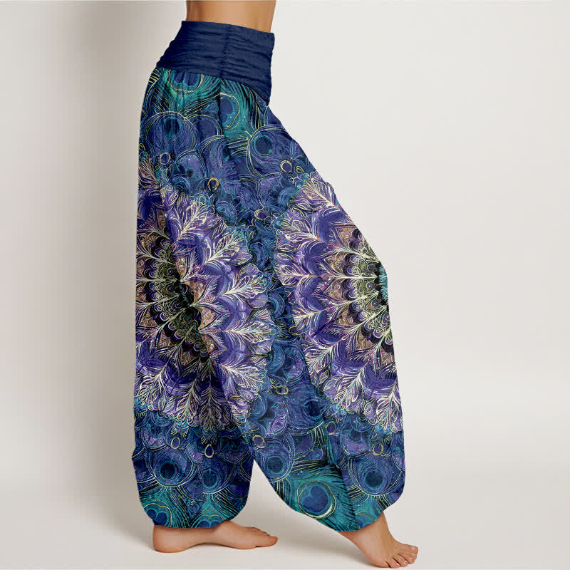 Buddha Stones 純綿マンダラフェザー柄レディースゴムウエストハーレムパンツ - image 6
