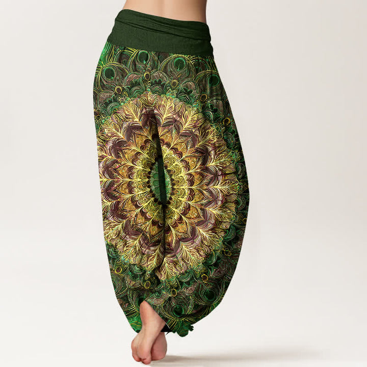 Buddha Stones 純綿マンダラフェザー柄レディースゴムウエストハーレムパンツ - image 10