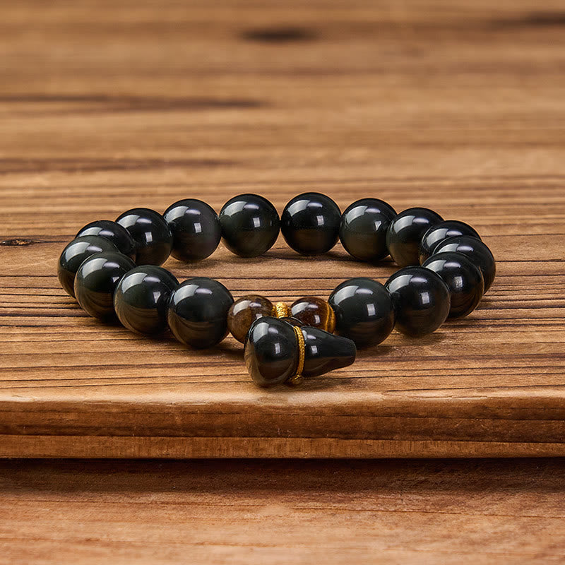 Buddha Stones レインボーオブシディアンひょうたん保護ヴィンテージ中国ブレスレット - image 17