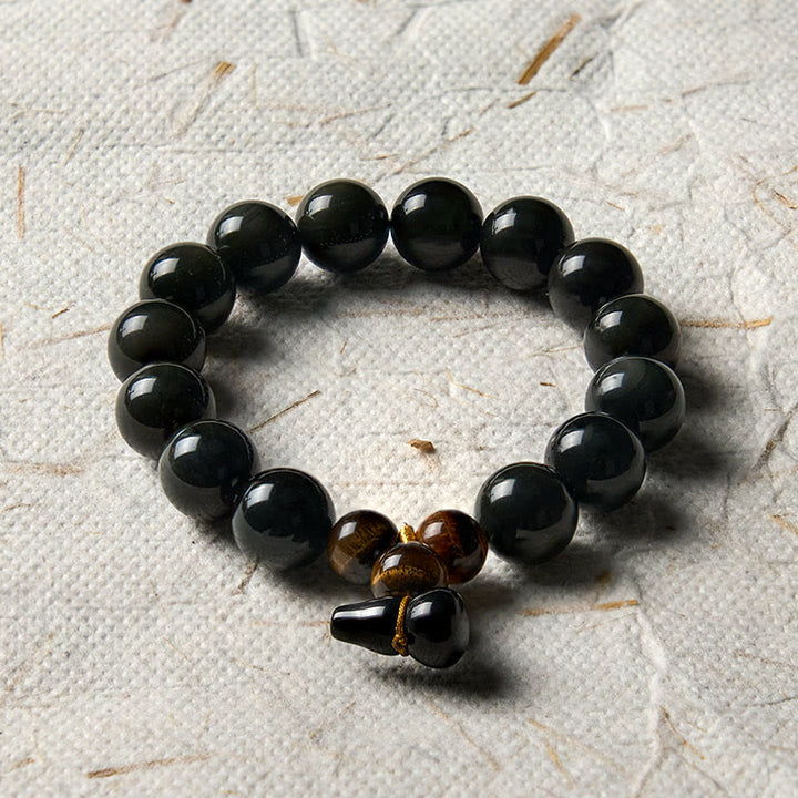 Buddha Stones レインボーオブシディアンひょうたん保護ヴィンテージ中国ブレスレット - image 25