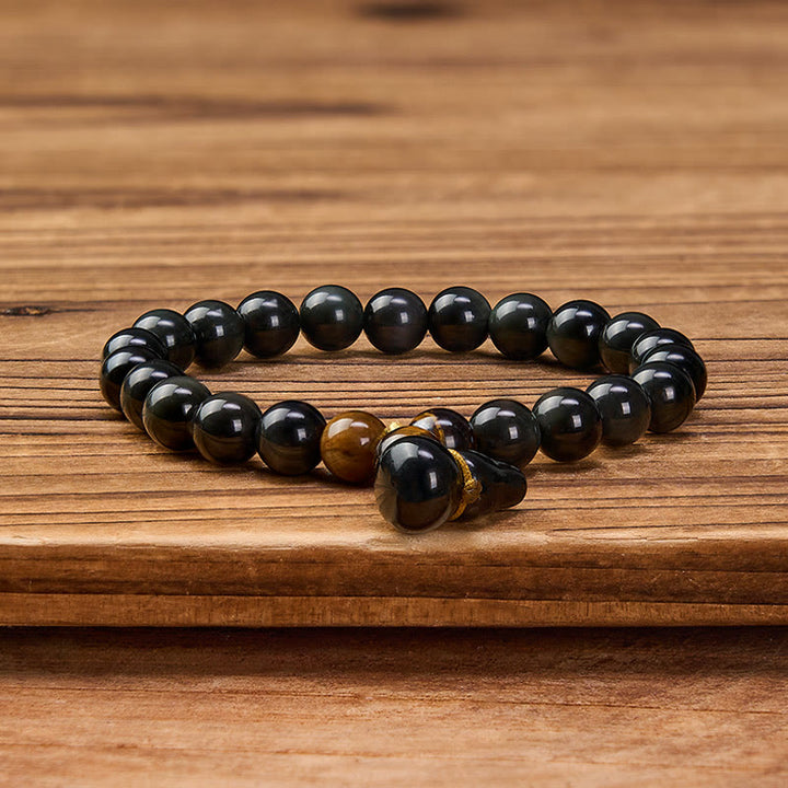 Buddha Stones レインボーオブシディアンひょうたん保護ヴィンテージ中国ブレスレット - image 2