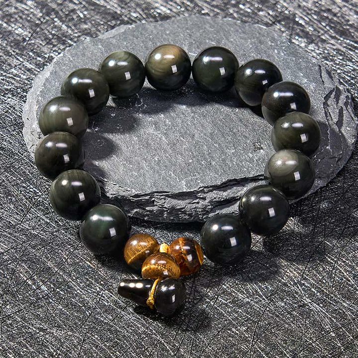 Buddha Stones レインボーオブシディアンひょうたん保護ヴィンテージ中国ブレスレット - image 24