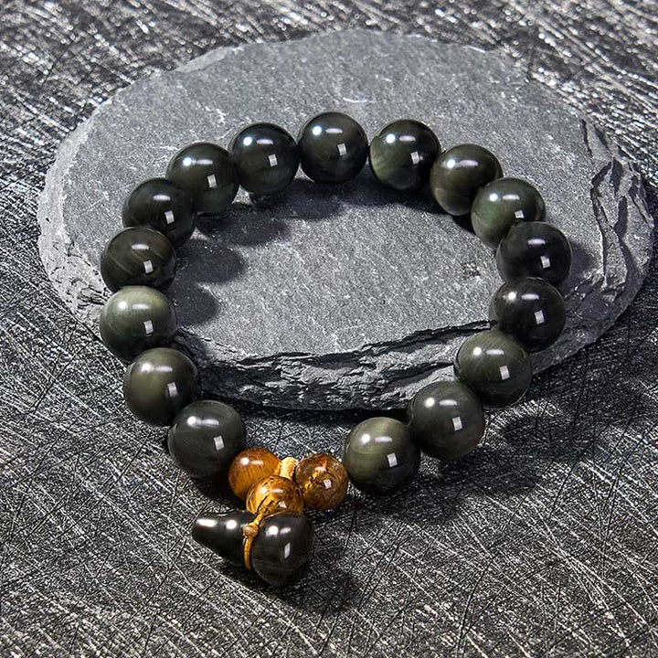Buddha Stones レインボーオブシディアンひょうたん保護ヴィンテージ中国ブレスレット - image 18