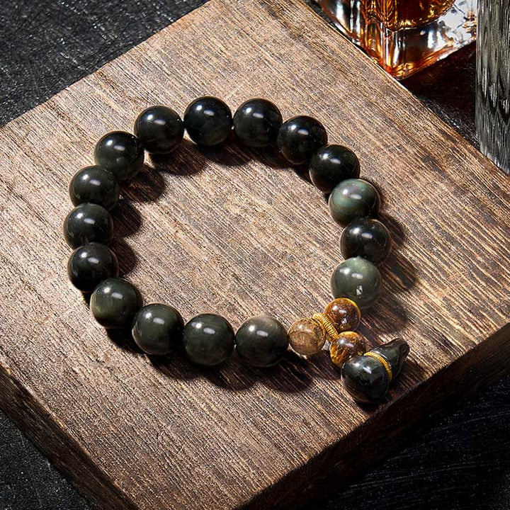 Buddha Stones レインボーオブシディアンひょうたん保護ヴィンテージ中国ブレスレット - image 20