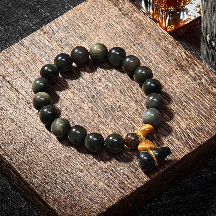 Buddha Stones レインボーオブシディアンひょうたん保護ヴィンテージ中国ブレスレット - image 14