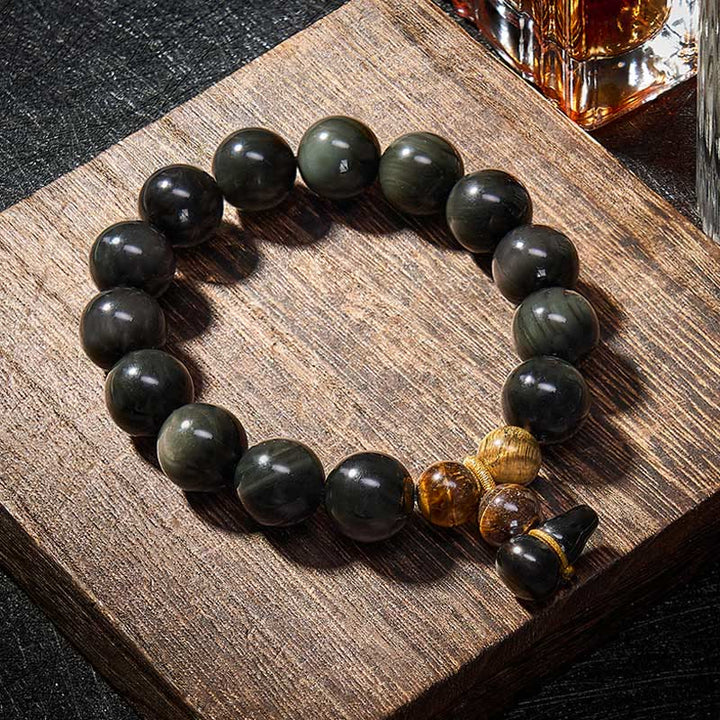Buddha Stones レインボーオブシディアンひょうたん保護ヴィンテージ中国ブレスレット - image 27