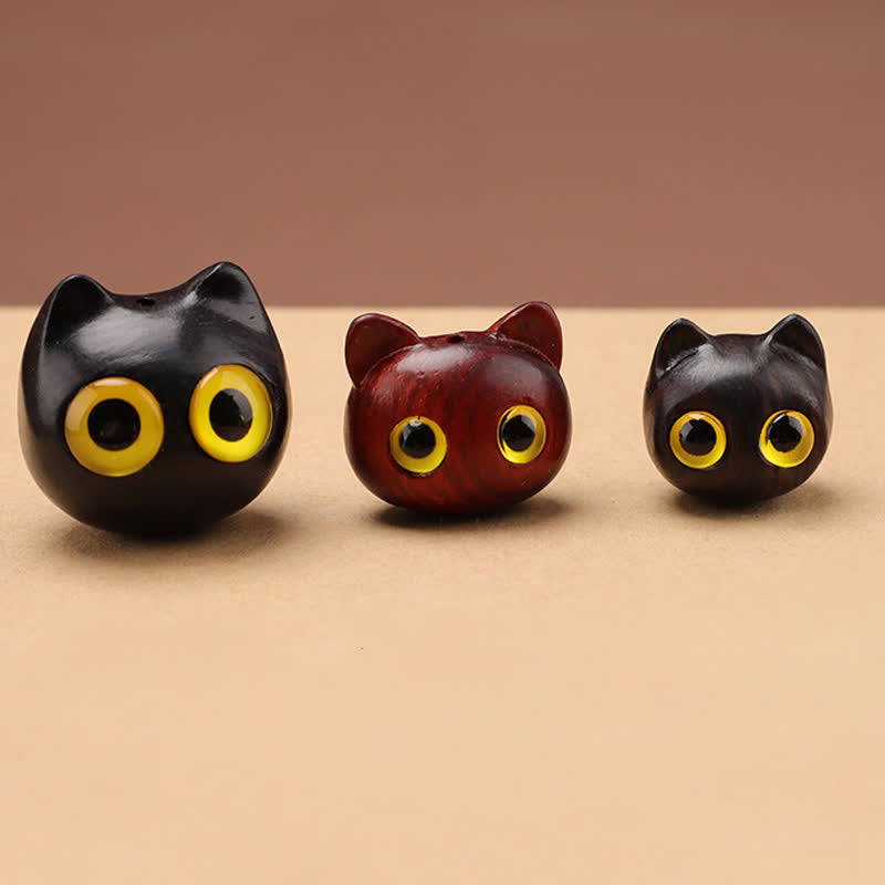 Buddha Stones 黒檀と赤檀の招き猫の調節可能なバランスネックレス - image 20