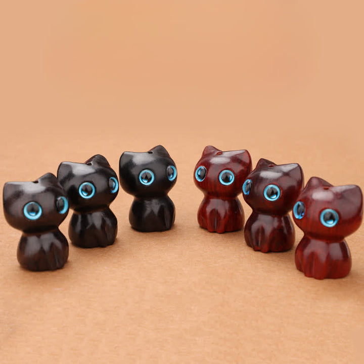 Buddha Stones 黒檀と赤檀のかわいい猫の落ち着いたネックレス - image 15