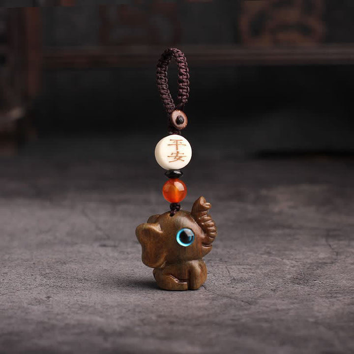 Buddha Stones グリーンサンダルウッド製象の力強さを象徴する編み込みキーホルダー - ピースチャイニーズグリーンサンダルウッド - image 2