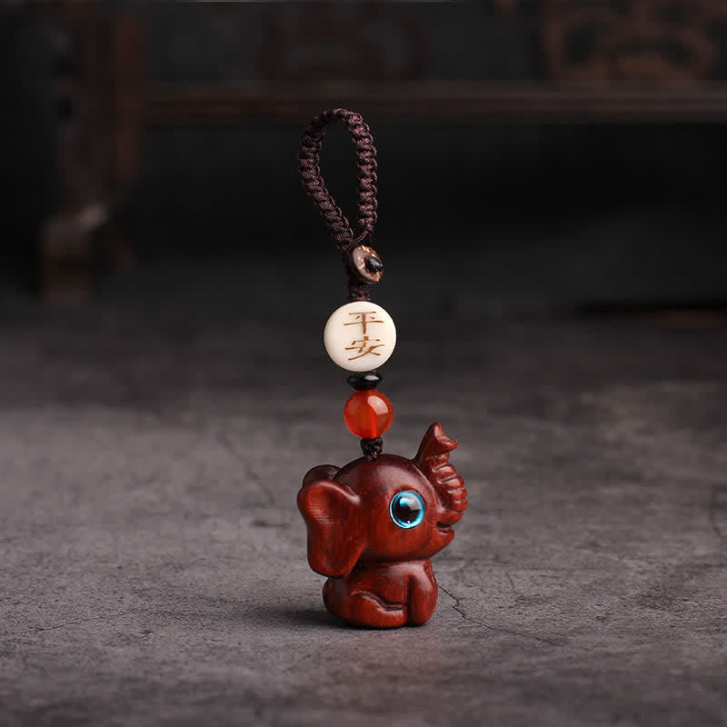 Buddha Stones グリーンサンダルウッド製象の力強さを象徴する編み込みキーホルダー - 平和中国紅白檀 - image 9