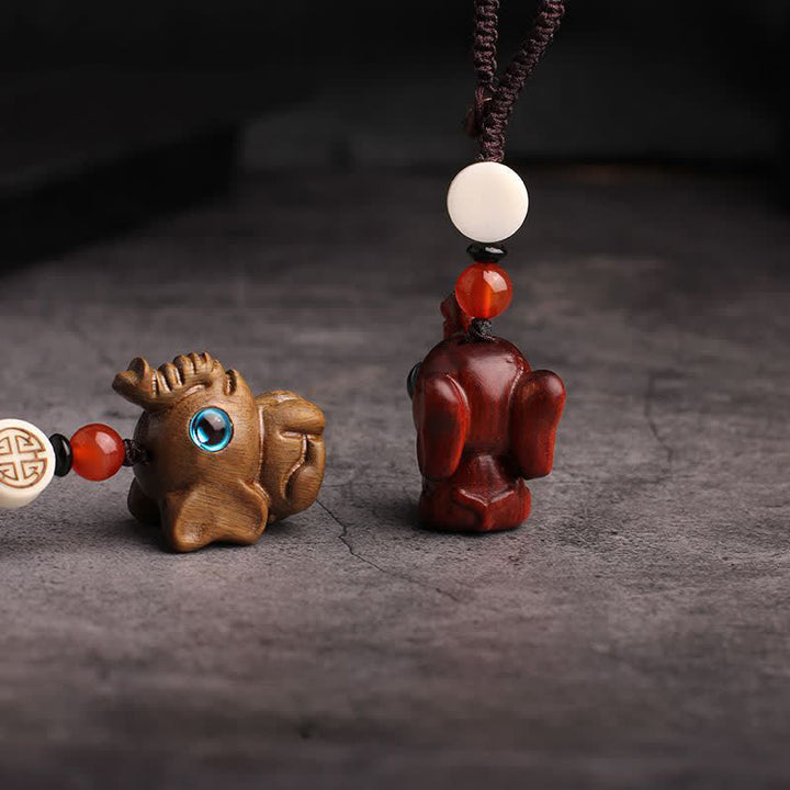 Buddha Stones グリーンサンダルウッド製象の力強さを象徴する編み込みキーホルダー - image 11