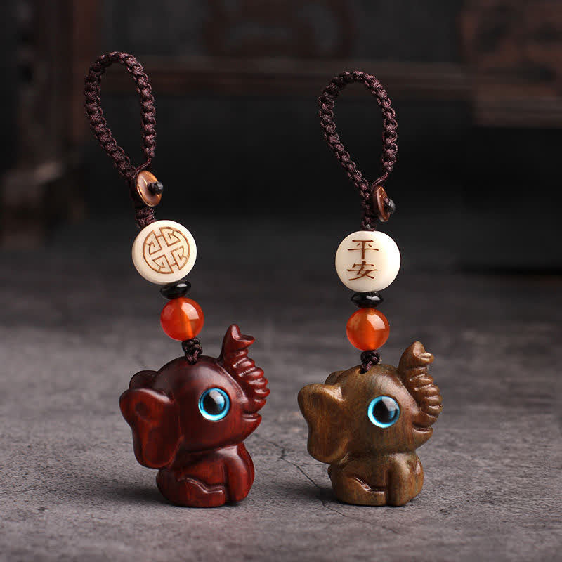 Buddha Stones グリーンサンダルウッド製象の力強さを象徴する編み込みキーホルダー - image 10