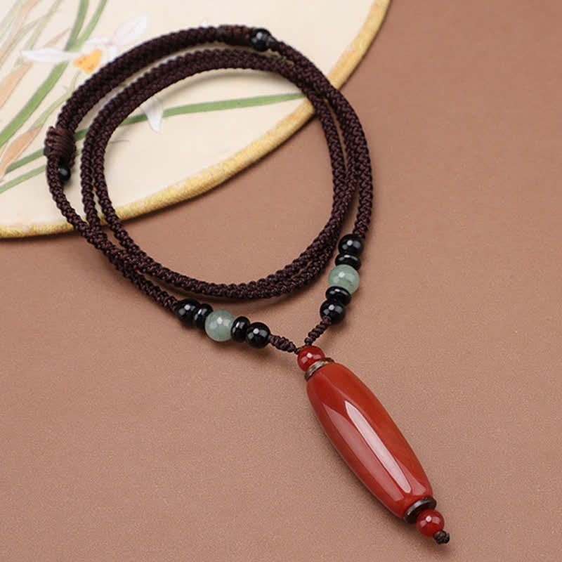 Buddha Stones グリーンアゲート、レッドアゲート、バランス編み込みオーバルペンダントネックレス - image 10