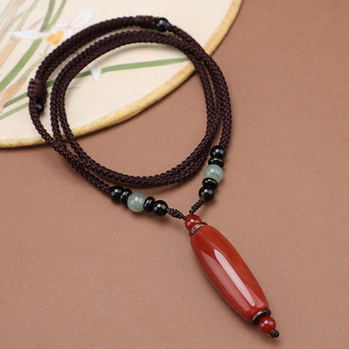Buddha Stones グリーンアゲート、レッドアゲート、バランス編み込みオーバルペンダントネックレス - image 10