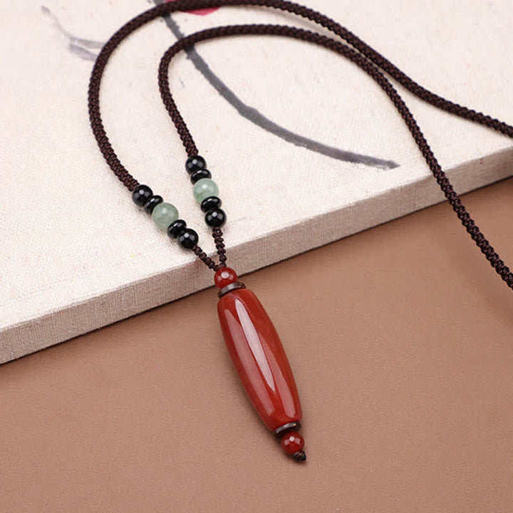 Buddha Stones グリーンアゲート、レッドアゲート、バランス編み込みオーバルペンダントネックレス - image 9