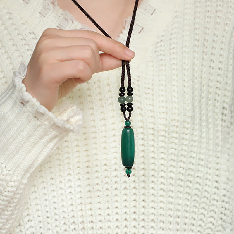 Buddha Stones グリーンアゲート、レッドアゲート、バランス編み込みオーバルペンダントネックレス - image 6