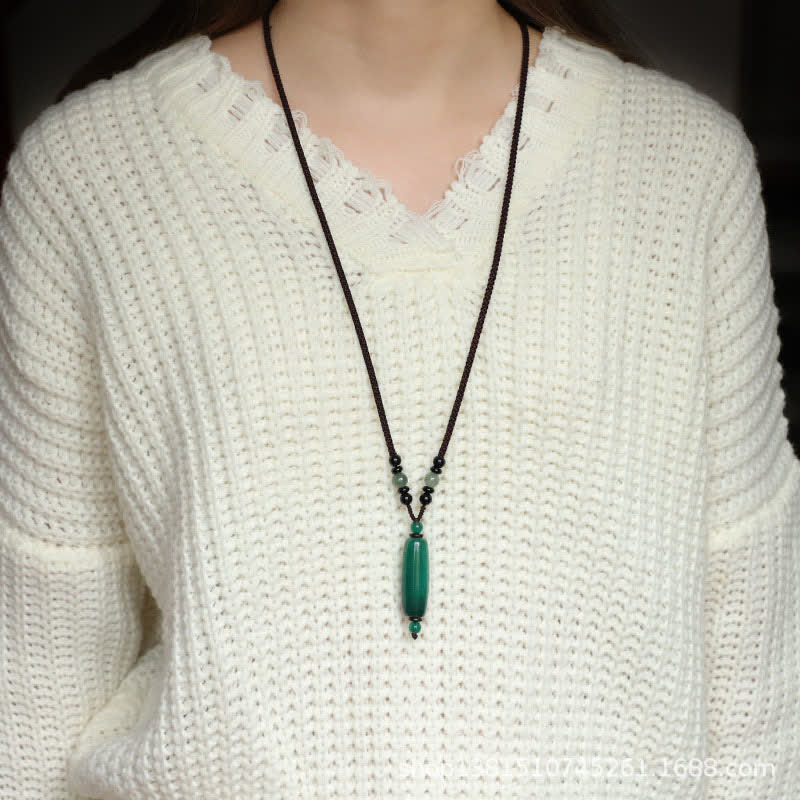 Buddha Stones グリーンアゲート、レッドアゲート、バランス編み込みオーバルペンダントネックレス - image 7