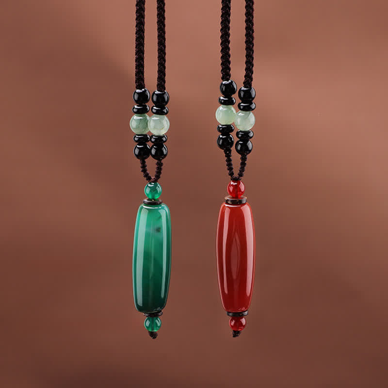 Buddha Stones グリーンアゲート、レッドアゲート、バランス編み込みオーバルペンダントネックレス - image 13