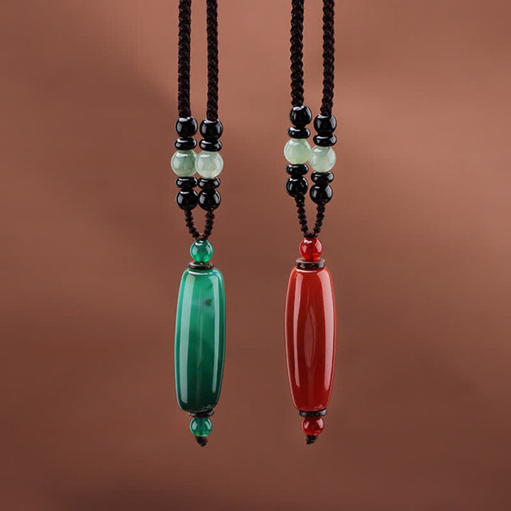 Buddha Stones グリーンアゲート、レッドアゲート、バランス編み込みオーバルペンダントネックレス - image 13