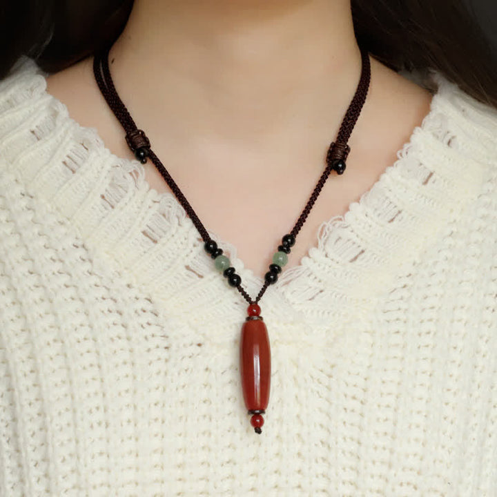 Buddha Stones グリーンアゲート、レッドアゲート、バランス編み込みオーバルペンダントネックレス - image 11