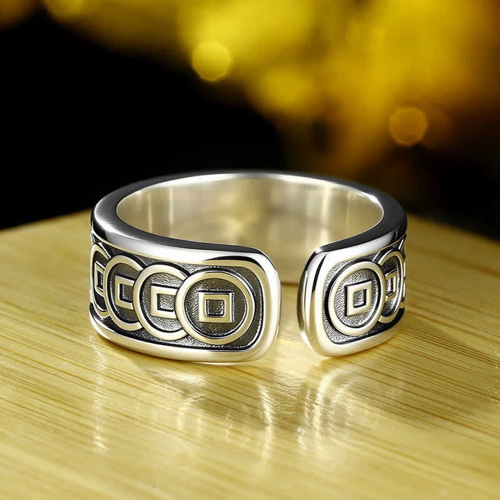 Buddha Stones チベット銅メッキ、シルバーイエローのジャンバラ保護調節リング - image 2