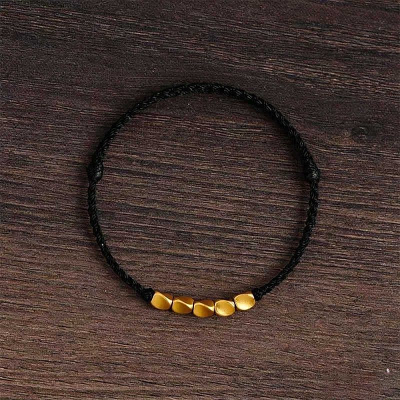 Buddha Stones 手織りの赤紐とねじりビーズを使った、保護効果のある編み込み調節可能なブレスレット - 黒い紐 - image 12