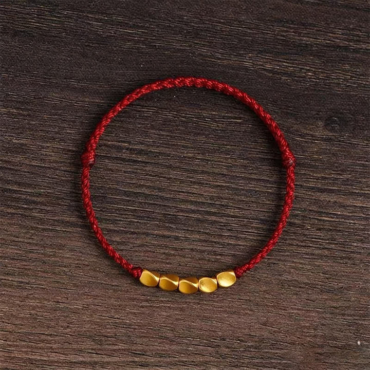 Buddha Stones 手織りの赤紐とねじりビーズを使った、保護効果のある編み込み調節可能なブレスレット - バーガンディ赤紐 - image 11