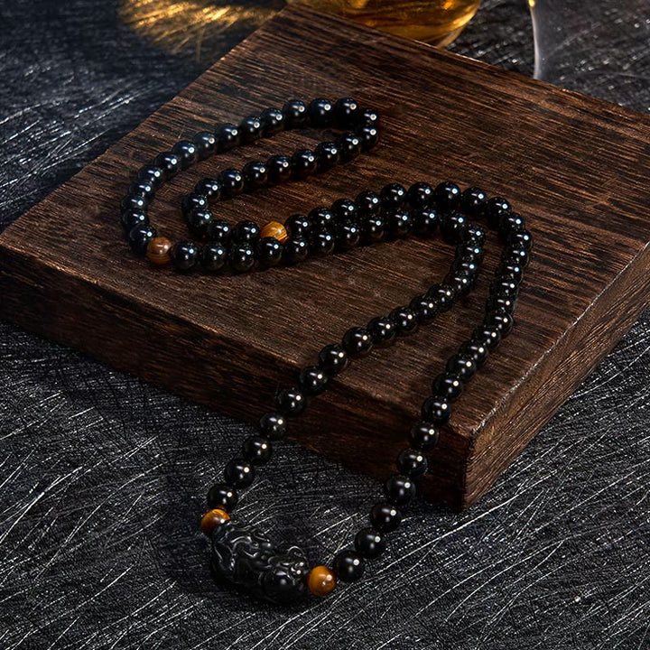 Buddha Stones 貔貅（ひきゅう）レインボーオブシディアン（黒曜石）富の手彫りビーズブレスレット - image 12