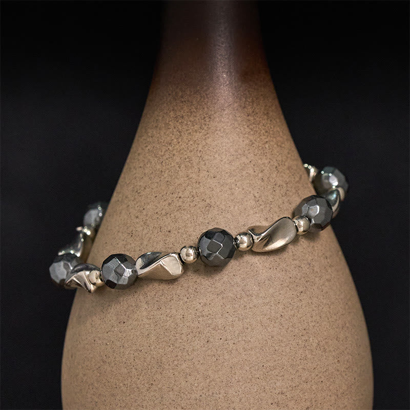 Buddha Stones 天然ヘマタイトチタン鋼製強力チェーンブレスレット - ヘマタイト（手首周り16～19cm） - image 0