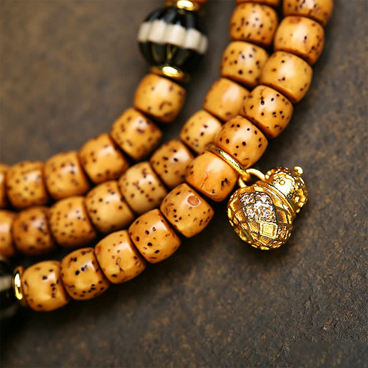 Buddha Stones 星月菩提樹の種狐ひょうたん知恵チベット手作り108マーラー数珠 - image 3