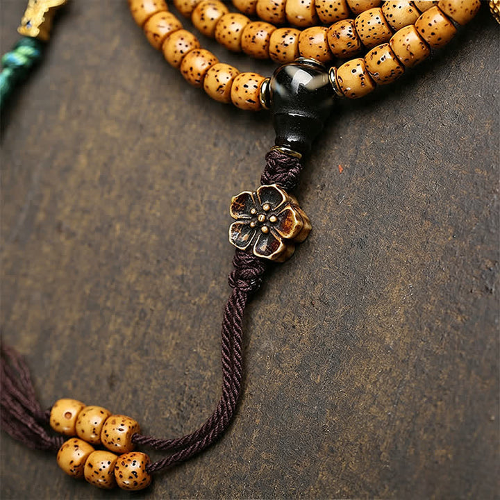 Buddha Stones 星月菩提樹の種狐ひょうたん知恵チベット手作り108マーラー数珠 - image 7