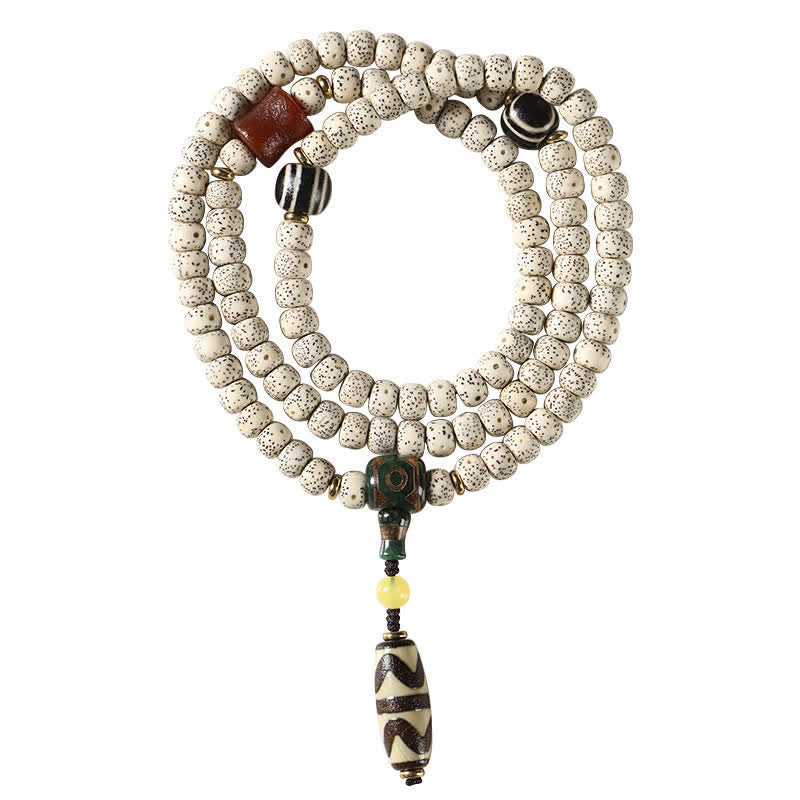Buddha Stones 星月菩提樹の種子ジービーズ知恵手織りチベット108マーラー数珠 - image 3