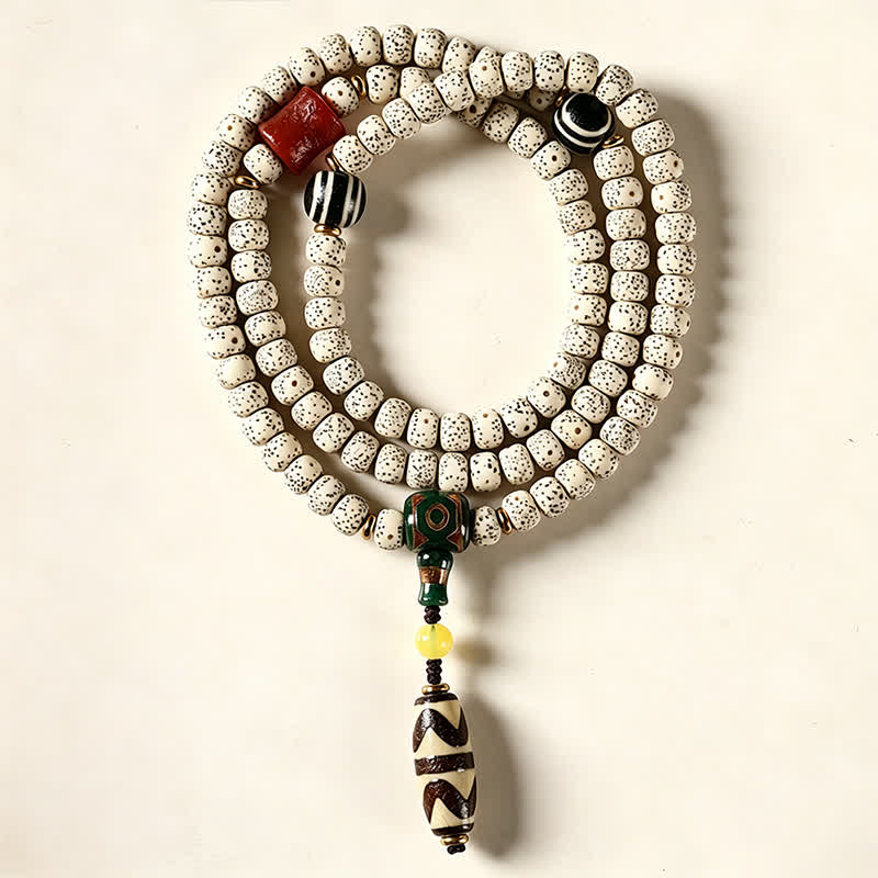 Buddha Stones 星月菩提樹の種子ジービーズ知恵手織りチベット108マーラー数珠 - image 2